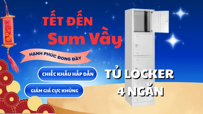 Tủ locker 4 ngăn sắt sử dụng trong khu vực sinh hoạt chung